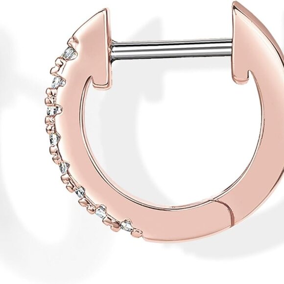 14K Gold Plated Cubic Zirconia Cuff Earrings in Rose Gold - Picture 1 of 5